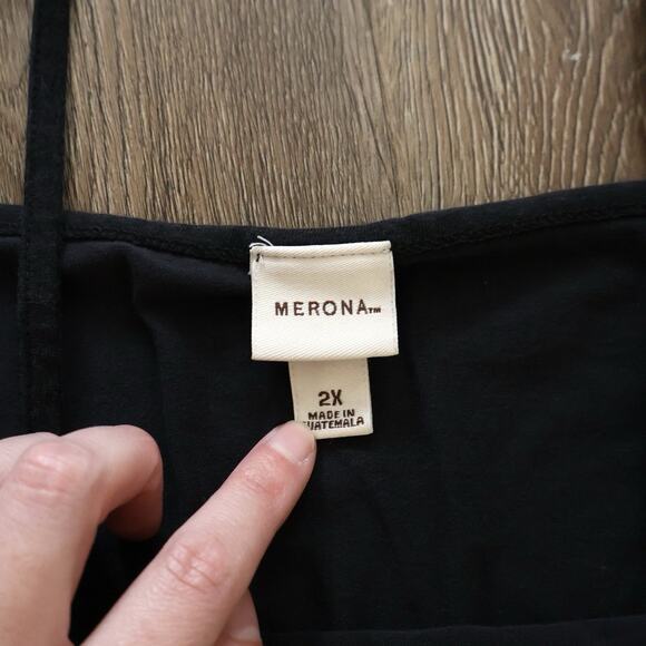 Merona Black Sequin Lace Crop Cami 2X Y2K 90s Whimsigoth - Picture 2 of 7